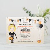 Invitation Soirée d'Halloween en chats (Debout devant)
