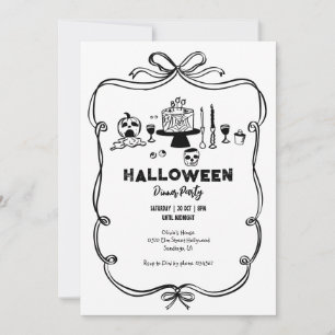 Invitation Soirée d'Halloween en noir et blanc