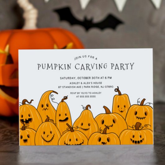 Invitation Soirée d'Halloween en sculpture Citrouille