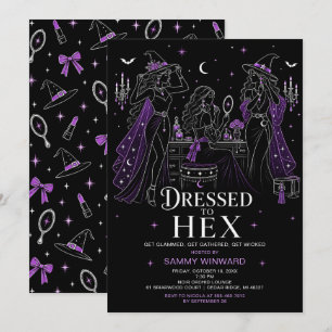 Invitation Soirée d'Halloween entre filles sorcières habillée