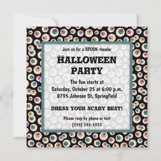 Invitation Soirée d'Halloween Eyeballs (Devant)