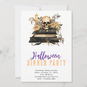Invitation Soirée d'Halloween Gold et Grey Roses