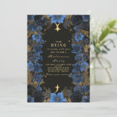 Invitation Soirée d'Halloween gothique Bleu de minuit (Debout devant)