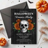 Invitation Soirée d'Halloween gothique Gothique Floral Skull