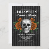 Invitation Soirée d'Halloween gothique Gothique Floral Skull  (Devant)
