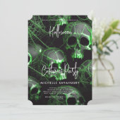 Invitation Soirée d'Halloween gothique moderne Noir Vert Crân (Debout devant)