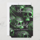 Invitation Soirée d'Halloween gothique moderne Noir Vert Crân (Devant)