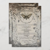 Invitation Soirée d'Halloween gothique Moth victorienne (Devant / Derrière)