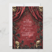 Invitation Soirée d'Halloween Gothique Rouge Rideau de Crâne (Devant)