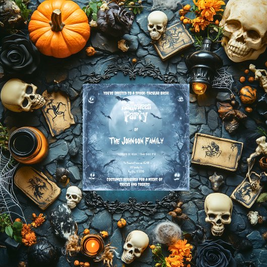Invitation Soirée d'Halloween hantée au clair de lune - Citro