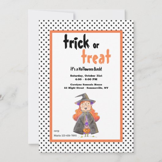 Invitation Soirée d'Halloween Little Witch (Devant)