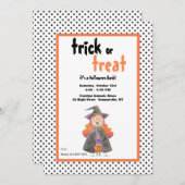 Invitation Soirée d'Halloween Little Witch (Devant / Derrière)