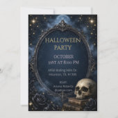 Invitation Soirée d'Halloween Lune Crâne Gothique (Devant)