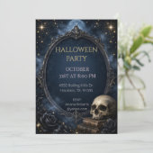 Invitation Soirée d'Halloween Lune Crâne Gothique (Debout devant)