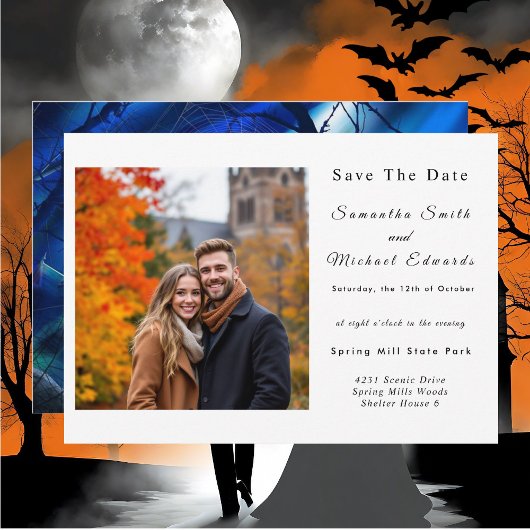 Invitation Soirée d'Halloween Mariage de nuit Enregistrer la 