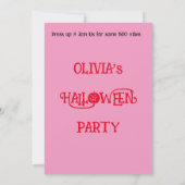 Invitation Soirée d'Halloween mignonne mais Éffrayante (Dos)