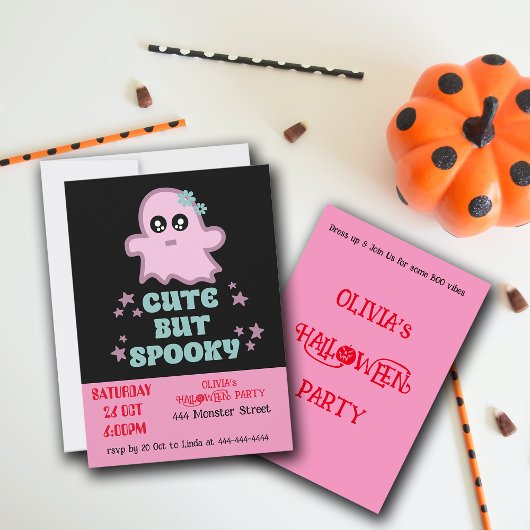 Invitation Soirée d'Halloween mignonne mais Éffrayante