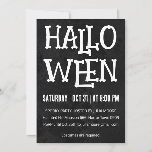 Invitation Soirée d'Halloween minima Pois (Devant)