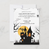 Invitation Soirée d'Halloween noir et blanc (Devant)