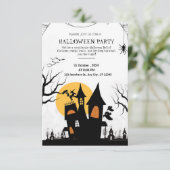 Invitation Soirée d'Halloween noir et blanc (Debout devant)