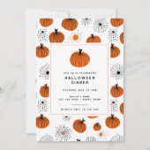 Invitation Soirée d'Halloween Orange moderne Citrouille noir (Devant)