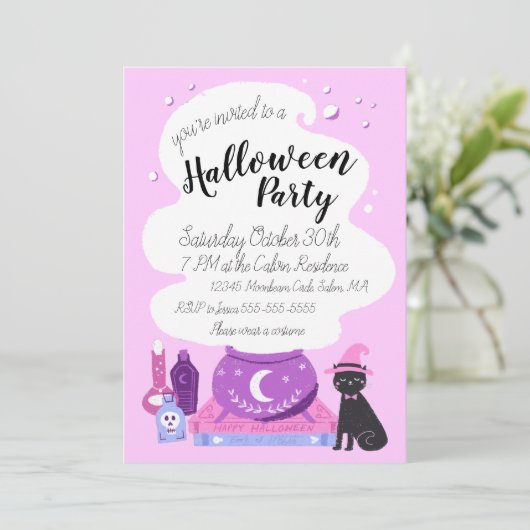 Invitation Soirée d'Halloween Pastel Witch (Debout devant)