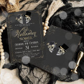 Invitation Soirée d'Halloween pour adultes Crâne gothique Vin