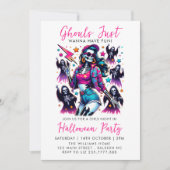Invitation Soirée d'Halloween pour adultes Filles roses et re (Devant)