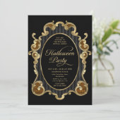 Invitation Soirée d'Halloween pour adultes Gold Ornat Vintage (Debout devant)