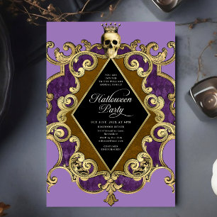 Invitation Soirée d'Halloween pour adultes Gold Ornat Vintage