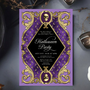 Invitation Soirée d'Halloween pour adultes Gold Ornat Vintage