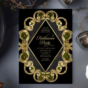 Invitation Soirée d'Halloween pour adultes Gold Ornat Vintage