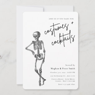 Invitation Soirée d'Halloween pour adultes Skelton Costume &
