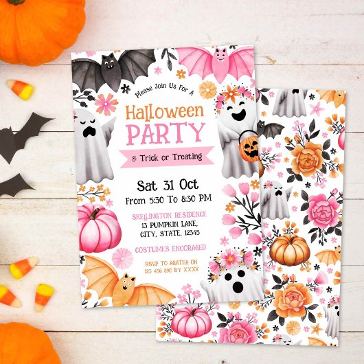 Invitation Soirée d'Halloween pour les Fantômes mignons et le