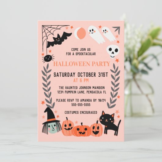 Invitation Soirée d'Halloween pour les petits (Debout devant)