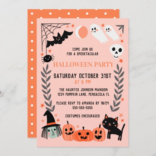 Invitation Soirée d'Halloween pour les petits (Devant / Derrière)