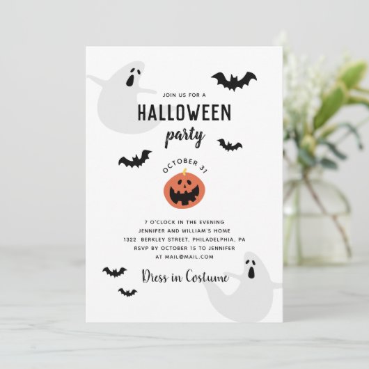 Invitation Soirée d'Halloween pour les petits | Fantômes, cha (Debout devant)
