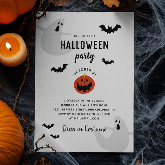 Invitation Soirée d'Halloween pour les petits | Fantômes, cha