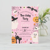 Invitation Soirée d'Halloween rose (Debout devant)