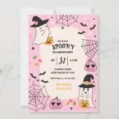 Invitation Soirée d'Halloween rose (Devant)