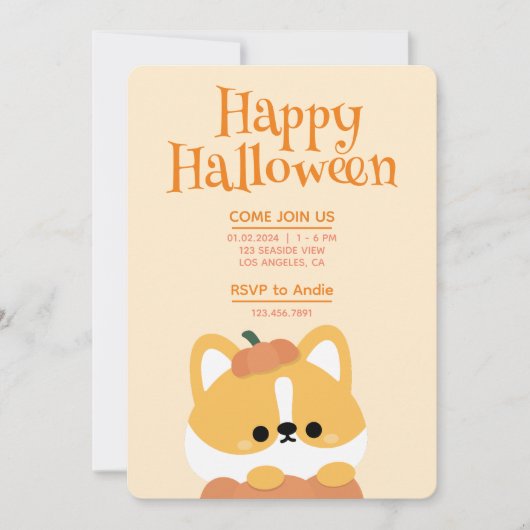 Invitation Soirée d'Halloween simple et amusante (Devant)