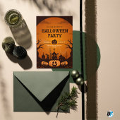 Invitation Soirée d'Halloween simple orange et noir
