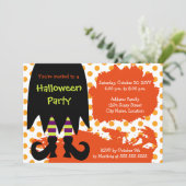 Invitation Soirée d'Halloween sorcière (Debout devant)