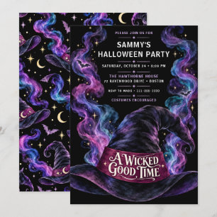 Invitation Soirée d'Halloween Sorcière Méchante