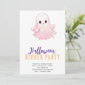 Invitation Soirée d'Halloween super mignonne Ghost rose (Debout devant)