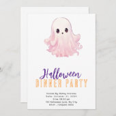 Invitation Soirée d'Halloween super mignonne Ghost rose (Devant / Derrière)