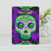 Invitation Soirée d'Halloween verte et violette (Debout devant)