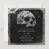 Invitation Soirée d'Halloween Veuve noire Crâne et toiles d'a (Dos)