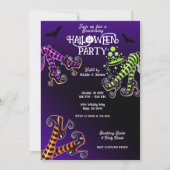 Invitation Soirée d'Halloween violette ensorcelante de jambes (Devant)