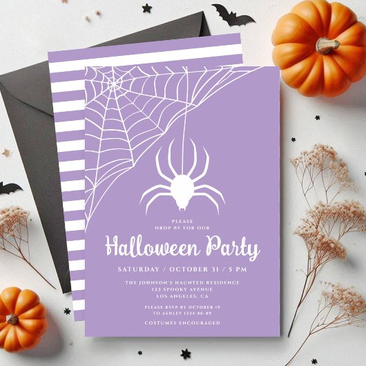 Invitation Soirée d'Halloween violette mignonne